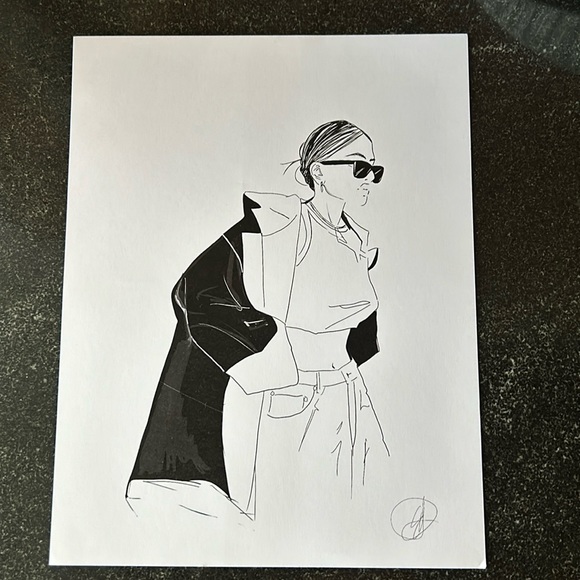 HOST PICK 🤩 Hand Illustrated Women Wall Print | White with black ink - Picture 1 of 1